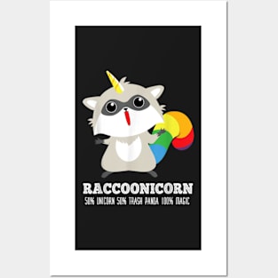 Racoonicorn Funny Trash Panda Raccoon With Unicorn Horn Posters and Art